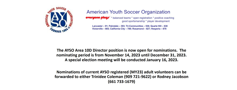 Area Director Nominations Now Open